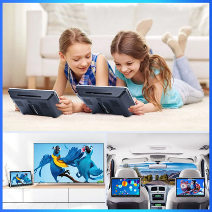 Pumpkin 10.1” Dual Headrest DVD Players for Car with Headphones, 2 Mount Brackets HDMI Input Region Free Last Memory