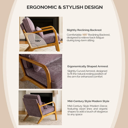 Ktaxon Accent Chair Corduroy Upholstered Armchair, Reading Club Chair with Pillow and Solid Wood Frame for Living Room Bedroom Furniture Off White