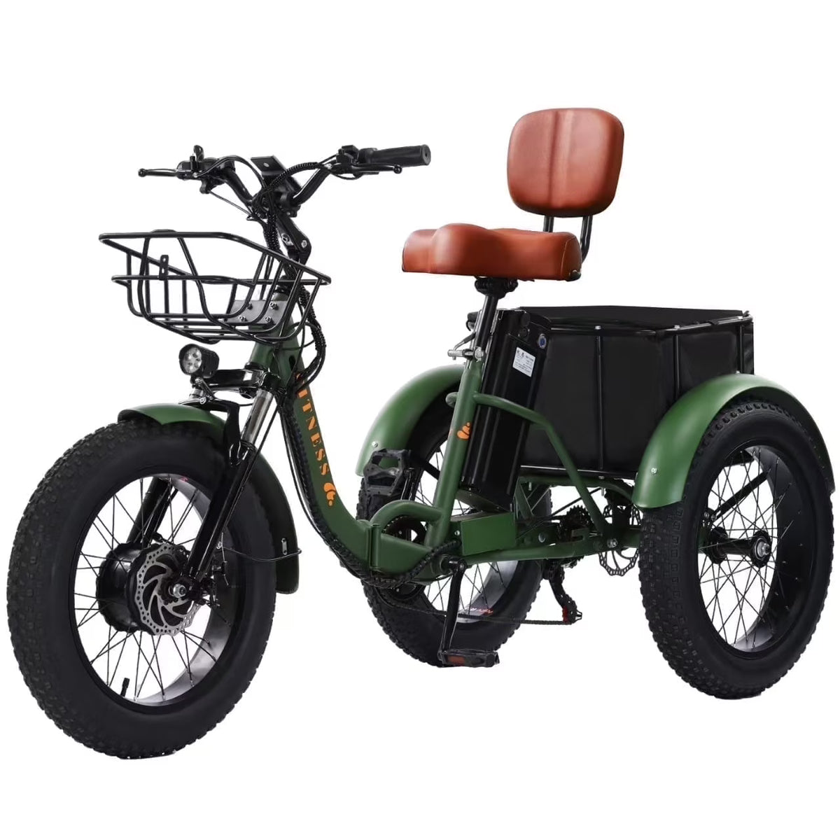 YEBEI Electric Tricycle for Adults Folding E-Trike Motorized Tricycle Electric 3 Wheels Trike Powerful 500W Motor Electric Tricycle 48V15AH Lithium Battery Max 20MPH 20*4.0” Fat Tire Orange