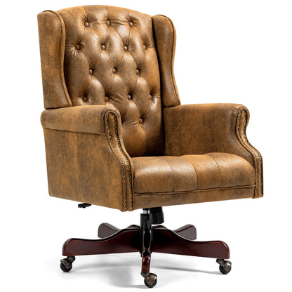 Homhum Classic Boss Office Chair, High Back Faux Leather Swivel Desk Chair, Adult, Brown