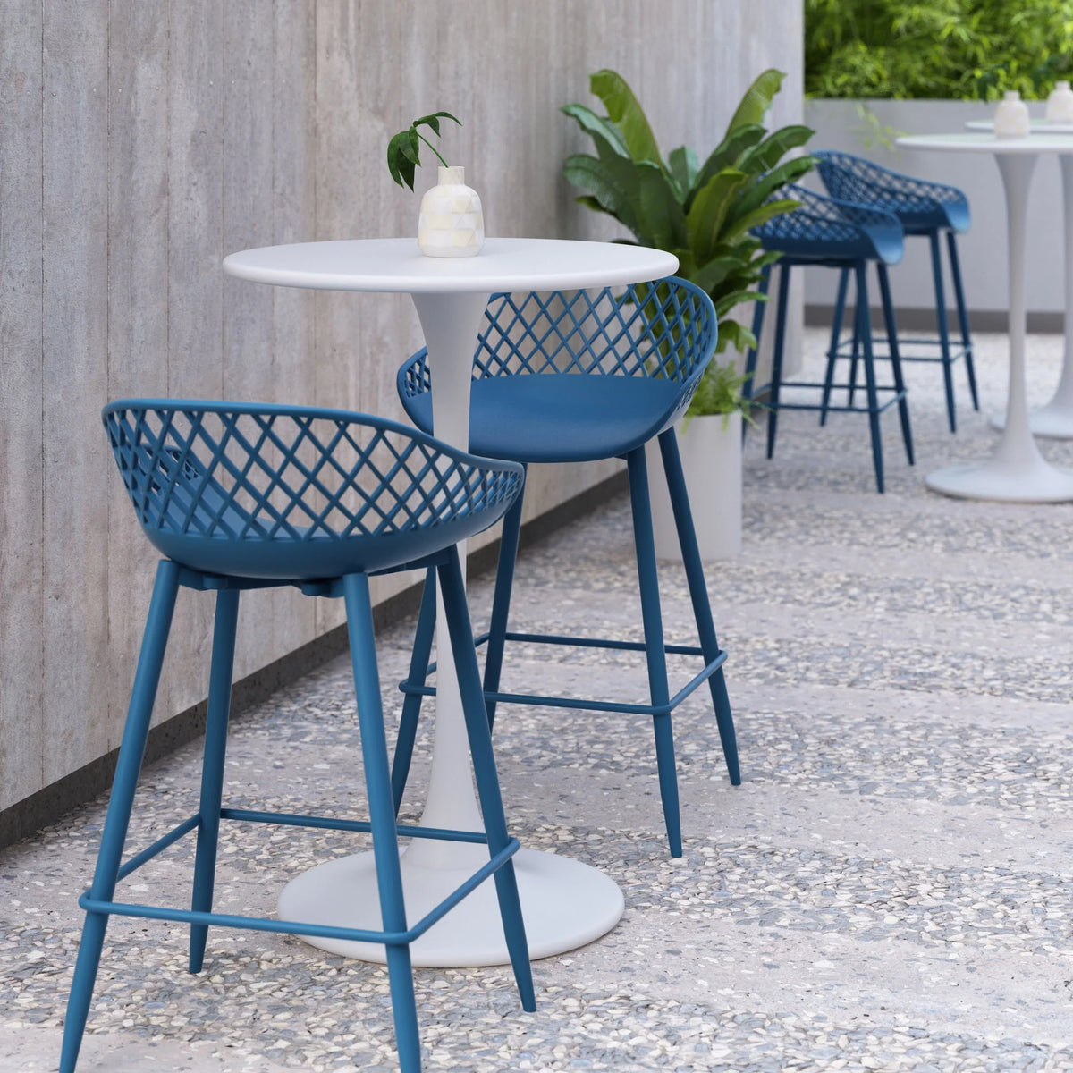 Kurv Indoor and Outdoor Counter Stool - Aloe Green - Set of 2