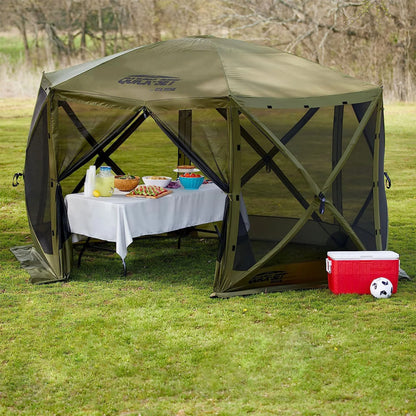 CLAM Quick-Set Pavilion 12.5 x 12.5' Portable Outdoor Canopy Shelter, Green