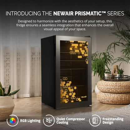 Beverage Refrigerator Cooler | 126 Cans Free Standing with Right Hinge Glass Door | Mini Fridge Beverage Organizer Perfect For Beer, Wine, Soda, And Cooler Drinks