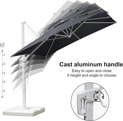 PURPLE LEAF 9 �� 11.5 FT Patio Umbrella White Cantilever Offset Umbrella Rectangle Outdoor Umbrella with 360�� Rotation for Garden Deck Pool, Beige