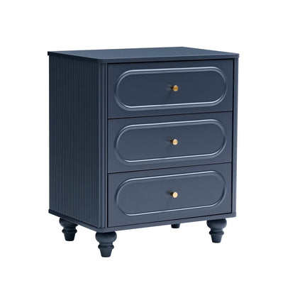 YOCWO 3 Drawer Nightstand, Classic Chest of Drawers with Arc Edge, Walnut