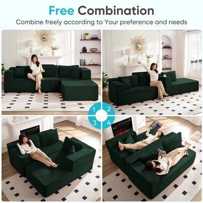 ZAFLY 106" Cloud Sectional Couch with Chaise, No Assembly Required L Shaped Sleeper Sofa, Oversized Deep Seat Modular Couches and Sofas for Living Room - Right, Black