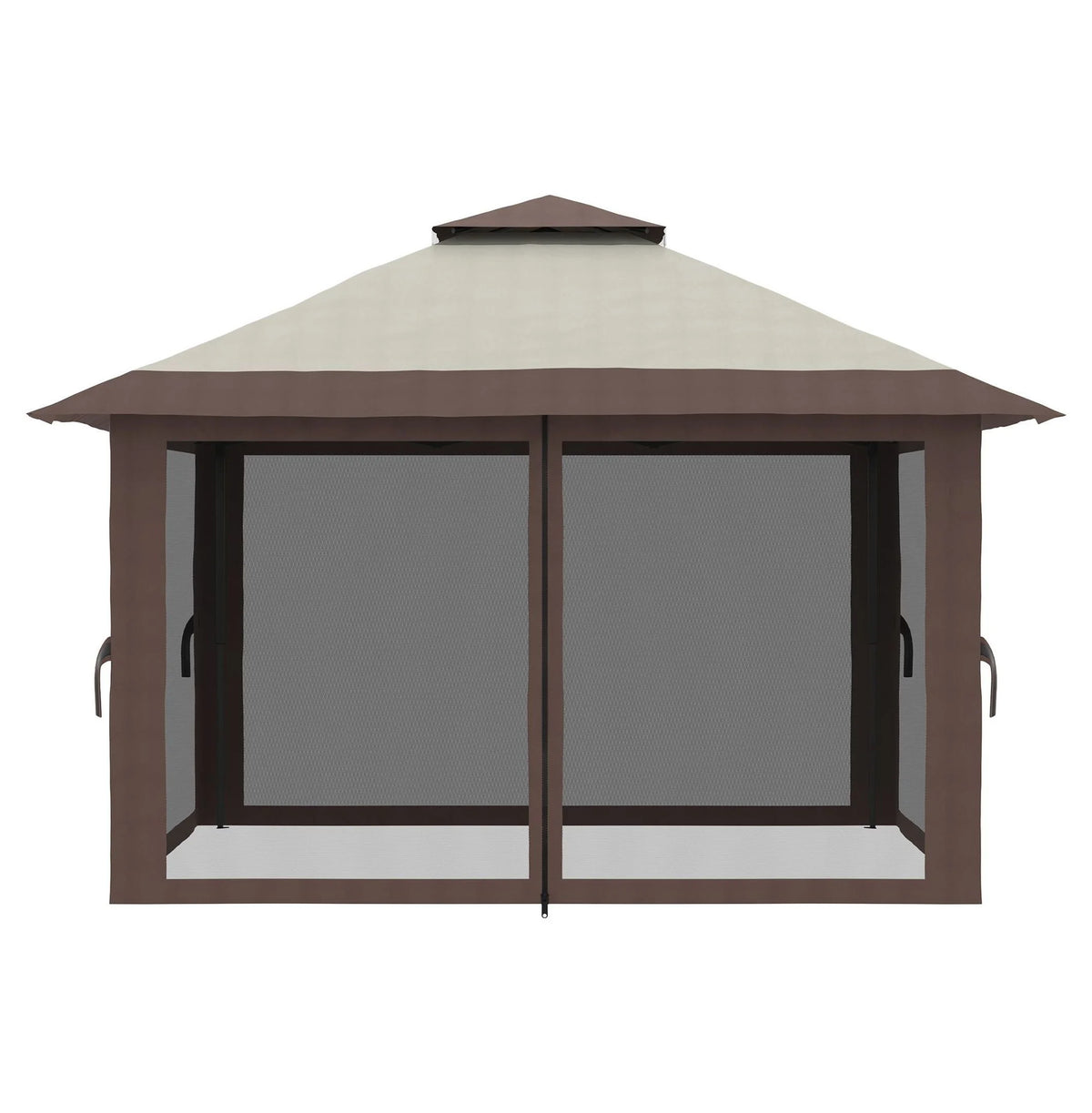 Pop Up Gazebo 13x13ft - Beige Patio Canopy Tent with Mesh Walls