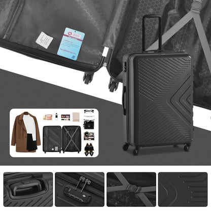 3 Piece Navy Luggage Travel Set, 20" 24" 28" Carry on Luggage with Spinner Wheels, Lightweight Hard Case Luggage Travel Suitcase Christmas Gifts for Business Trip Holiday Travel Cruise