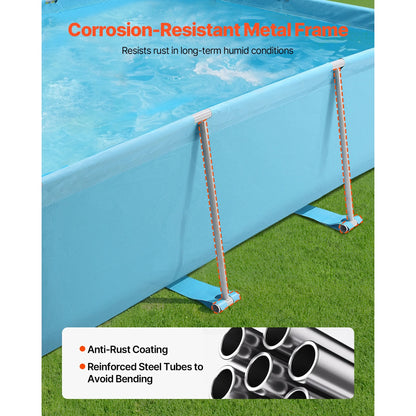 KFFKFF Rectangular Steel Frame Swimming Pool, 118 x 78 x 30 in, Durable Outdoor Family Pool for Backyard, Easy Assembly with Rust-Resistant Design, 1046 Gallon Capacity, Blue
