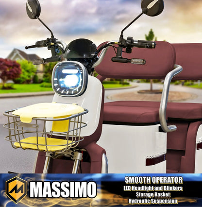 Massimo MGC E-Trike 3-Wheel Electric Cart – 17 MPH, 2-Seater Adult Scooter – Blue