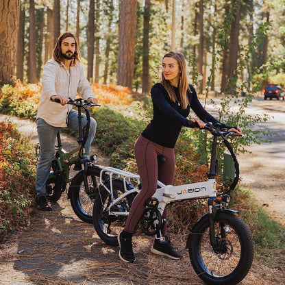Jasion EB7 2.0 Electric Bike for Adults, 500W Motor Electric Bicycles with 48V 10AH Removable Battery, 20" Fat Tire Foldable Electric Bike with Dual Shock Absorber, 7-Speed