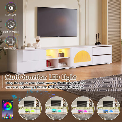 2-in-1 TV Stand for TVs up to 100", Entertainment Center with LED Light and 2 Drawers, Free-Combination TV Console Table with Sliding Door for Living Room, Black