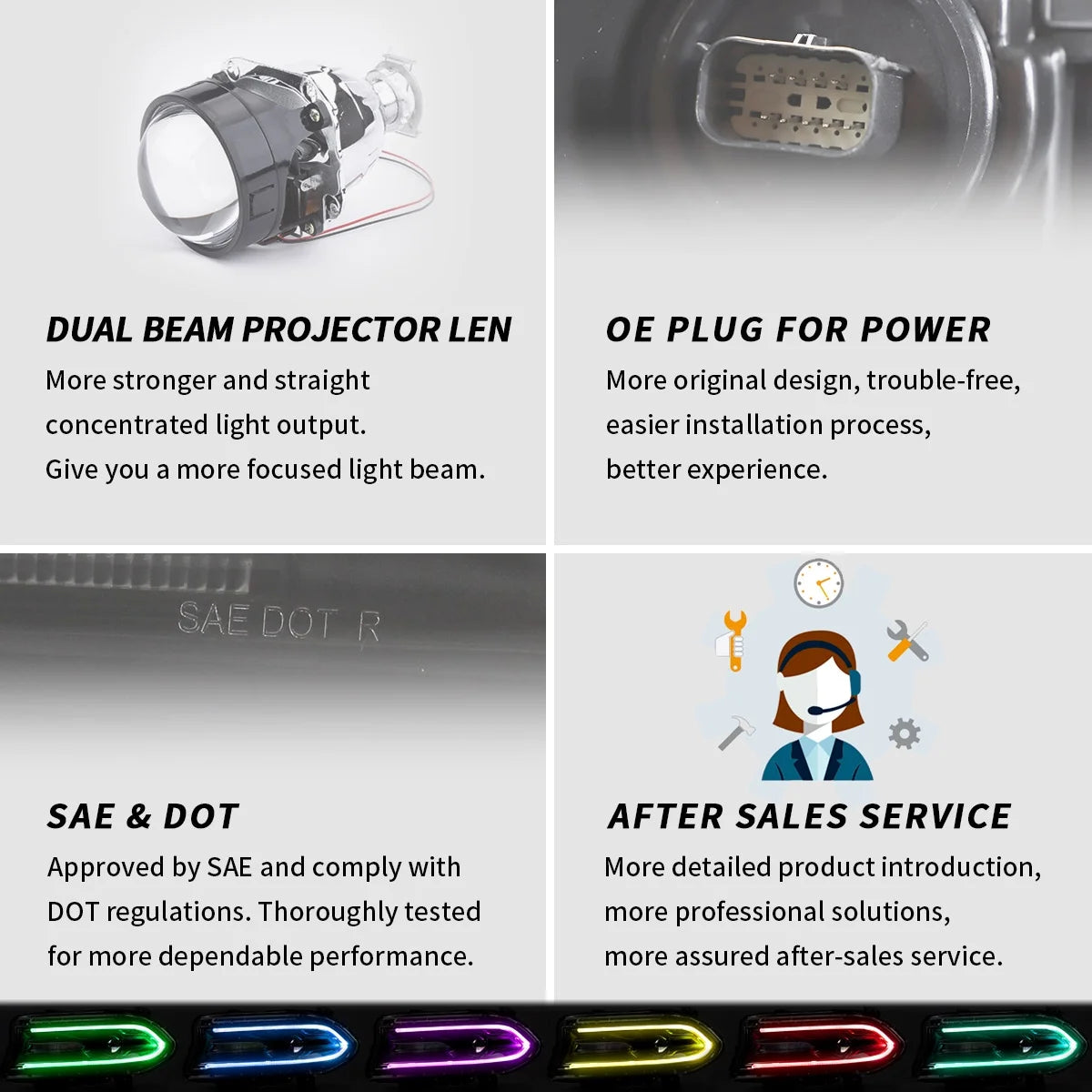 VLAND for Dodge Charger 2011 2012 2013 2014 Dual Beam Projector Headlights Replacement Assembly