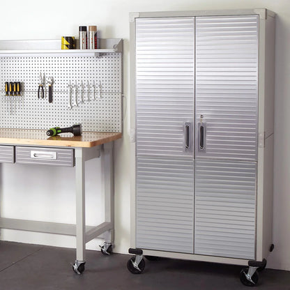 Seville Classics UltraHD Steel Body Lockable Storage Filing Cabinet Organizer Locker Shelving Unit 36" W x 18" D x 72" H, Granite