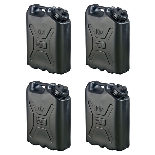 Scepter 5 Gallon Heavy Duty Military Style Water Container, (4 Pack), Black