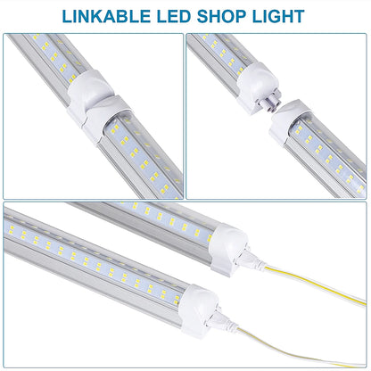 (10-Pack) 8ft LED Shop Light Fixture, V Shape 150W 18800LM 6000K ( Cold White),8 Foot , 96'' T8 Integrated LED Tube, Linkable Led Bulbs for Garage, Warehouse, Plug and Play, Clear Lens