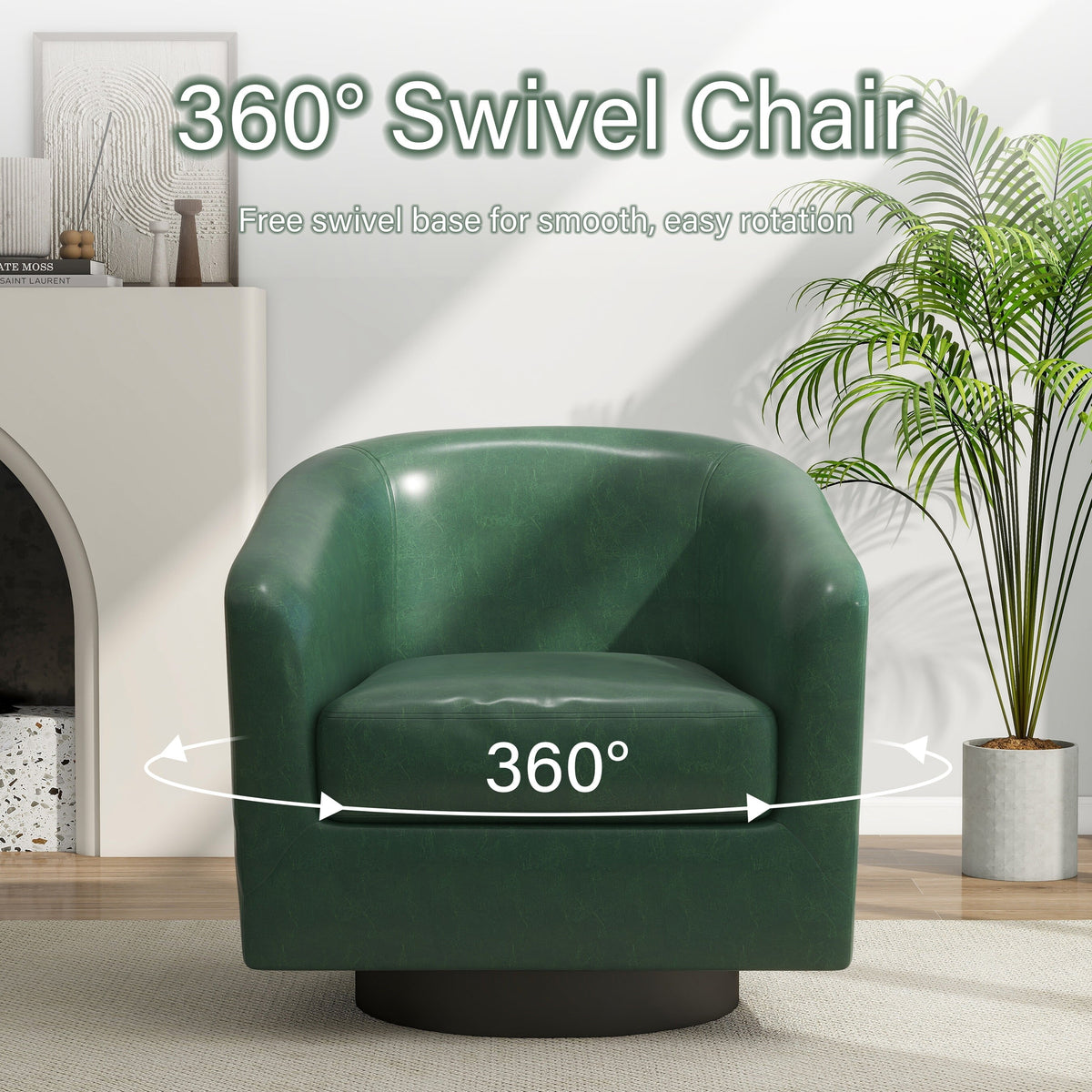 DREAMSIDEA Swivel Barrel Accent Chair for Living Room, Modern Upholstered Round Club Armchair-Cream