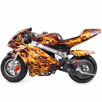 XtremepowerUS 40cc 4-Stroke Pocketbike, EPA Gas Motorbike for Kids, Dual Brake, Ride On Toy, Blue
