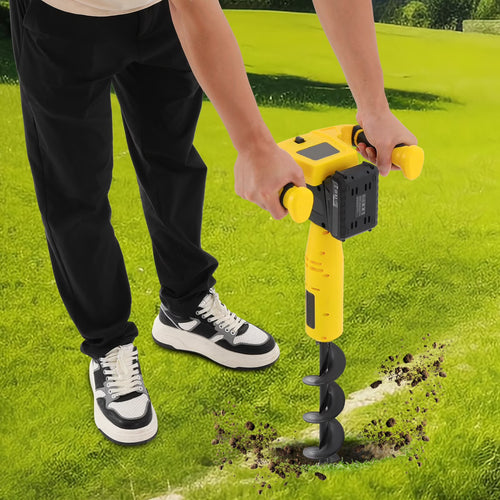 ToppiJoy 550rpm Cordless Electric Post Hole Digger Hole Digging Machine Electric Earth Auger for Post Hole Digging Drilling Tree Planting, with Battery and Charger