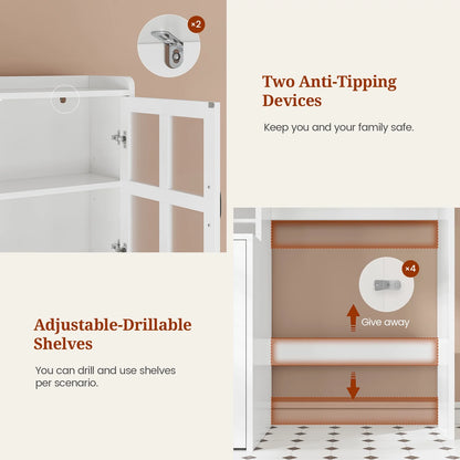 Frhnenha Over The Toilet Storage Cabinet with Pulley, Bathroom Storage Cabinet, with Adjustable Shelf and Open Shelf for Bathroom, Restroom, Laundry, White