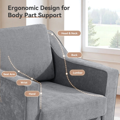Swivel Accent Chair for Living Room, Modern Upholstered Barrel Arm Chair with Plump Back Pillow, Comfy Club Sofa Reading Chair for Adults (Chenille Navy, Set of 1)