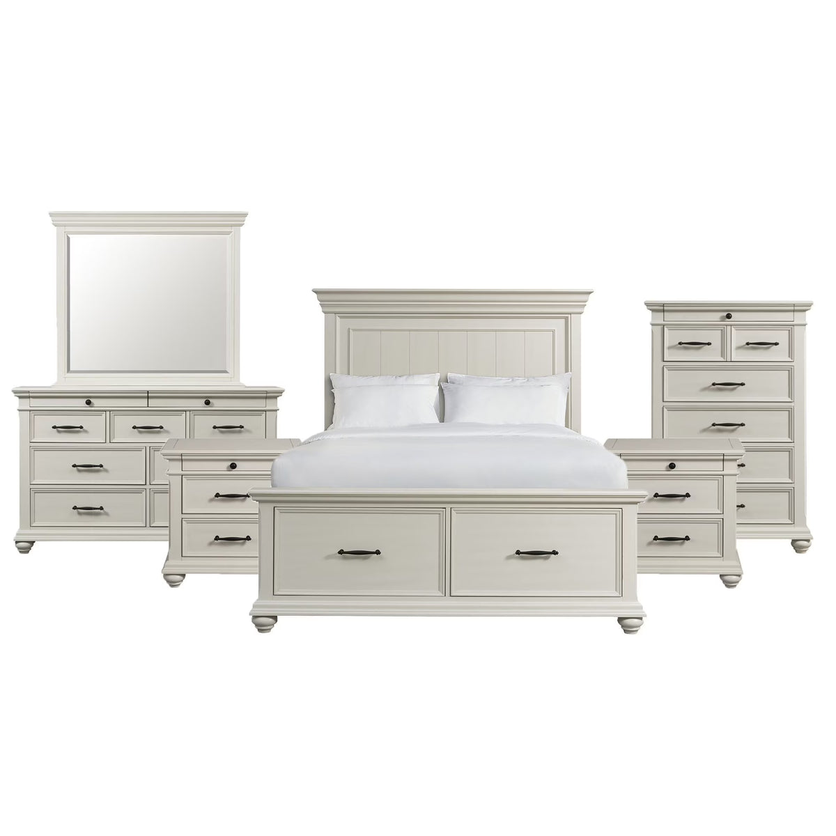 Picket House Furnishings Brooks Queen Platform Storage 6PC Bedroom Set in Grey
