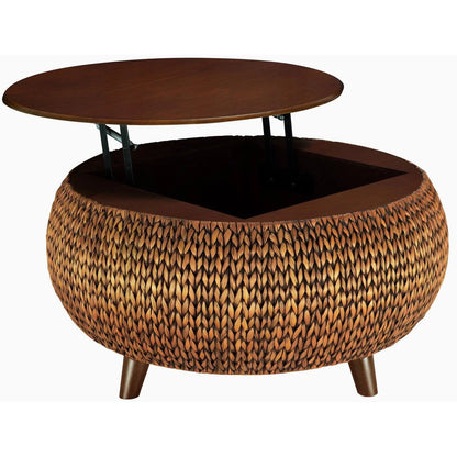 Gallerie Decor Bali Breeze Round Transitional Wood Coffee Table in Silver