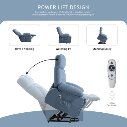 JONPONY Power Lift Recliner Chair Recliners for Elderly with Heat and Massage Recliner Chair for Living Room with Infinite Position and Side Pocket,USB Charge Port,Brown