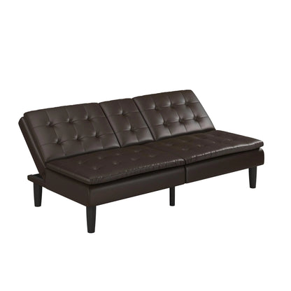 Mainstays Memory Foam 71.5" Futon with Cupholder and USB, Black Faux Leather