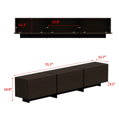 KULAGAGA 71.7" Wide TV Stand with 3 Flip-Down Drawers,Modern Media Console Table & Entertainment Center,Dark Brown