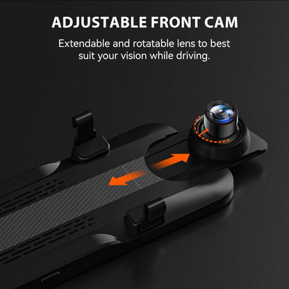 WolfBox 10" Touch Screen Dash Cam Front and Rear, 4K+1080P Rear View Mirror Backup Car Camera with Night Vision, GPS, Free 64GB Card