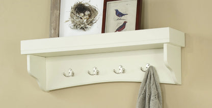 Alaterre Shaker Cottage Bench/Coat Hooks with Tray, Chocolate