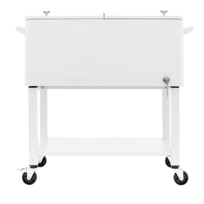 Permasteel 80-Qt Outdoor Steel Patio Cooler with Removable Basin, Rolling Cooler with Wheels, Teal Green