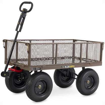Gorilla Carts Towable Steel Dump Cart w/ Removable Side Panels, 1200 lb Capacity, Gray