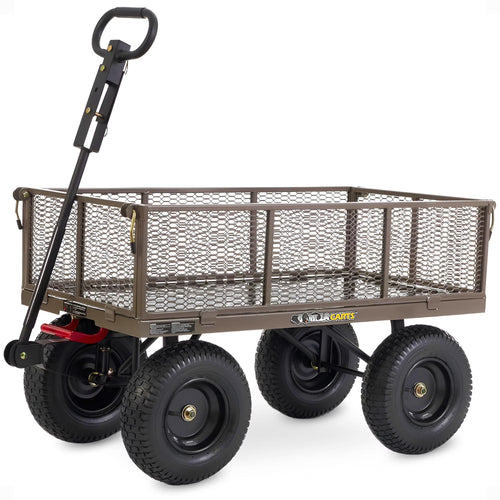 Gorilla Carts Towable Steel Dump Cart w/ Removable Side Panels, 1200 lb Capacity, Gray