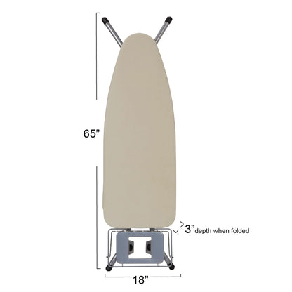 Household Essentials Wide Mega Ironing Board 4-Leg, Steel Top Pressing Station, Heat-Resistant Fiber Pad and Cotton Cover, Includes Sleeve Board and Iron Rest with Hanger Bar, Silver Frame