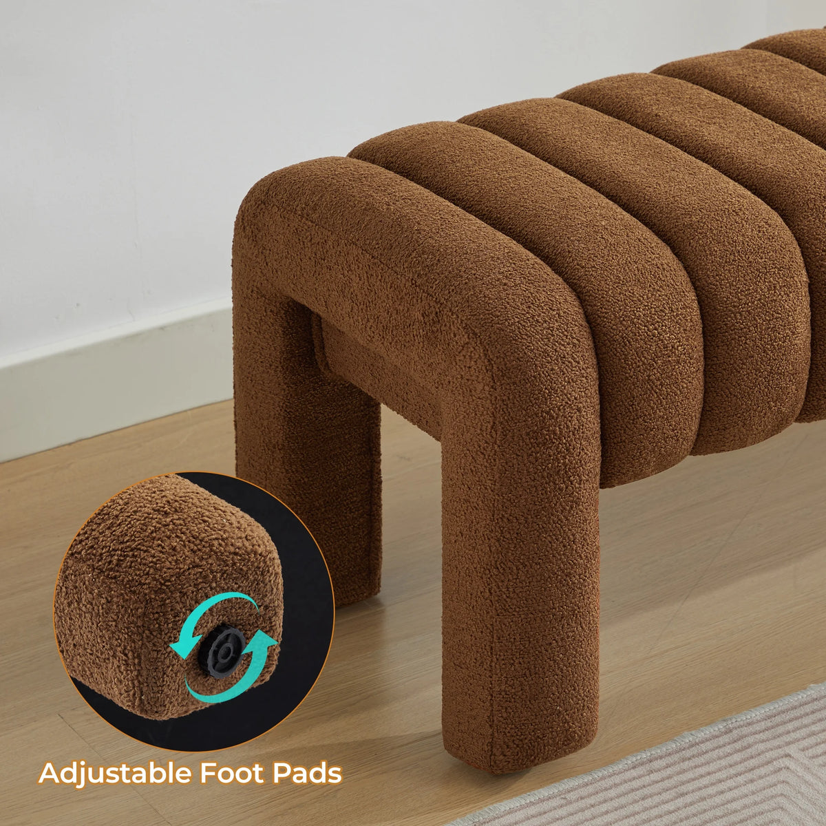 Zesthouse 63�� End of Bed Bench, Linen Tufted Upholstered Ottoman Bench with Padded Seat and Solid Wood Leg, Modern Entryway Bench for Bedroom, Living Room, Beige