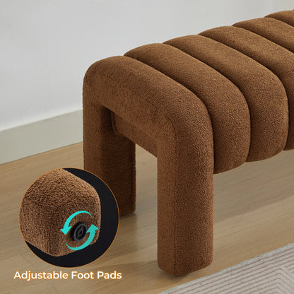 Zesthouse 63�� End of Bed Bench, Linen Tufted Upholstered Ottoman Bench with Padded Seat and Solid Wood Leg, Modern Entryway Bench for Bedroom, Living Room, Beige