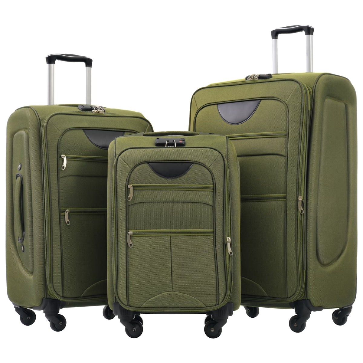 EUROCO 3 Piece Softside Luggage Set,Expandable Suitcase Set with TSA Lock and Spinner Wheels,Lightweight Suitcase for Men Women(20",24",28"),Black