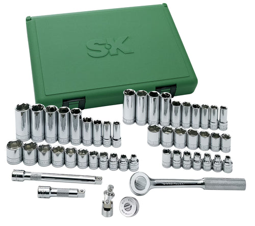 SK 94549 Fractional Socket Set - 3/8-In. Drive 6 Point Metric Tools, 49-Piece Plastic Socket Case. SuperKrome Finish Fractional Handtools