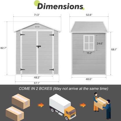 Syngar 6' x 4' Outdoor Plastic Storage Shed, Tools Storage Shed, All Weather Garden Shed with Lockable Doors, Reinforced Floor and Pitched Roof, Outdoor Storage Shed for Backyard, Patio, Lawn