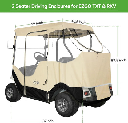 10L0L 2 Passenger Golf Cart Enclosures Fit EZGO TXT RXV, Waterproof Driving Cover Black Golf Cart Accessories