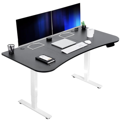 VIVO Reclaimed Wood / Black 63�?x 32�?Electric Height Adjustable Stand Up Desk