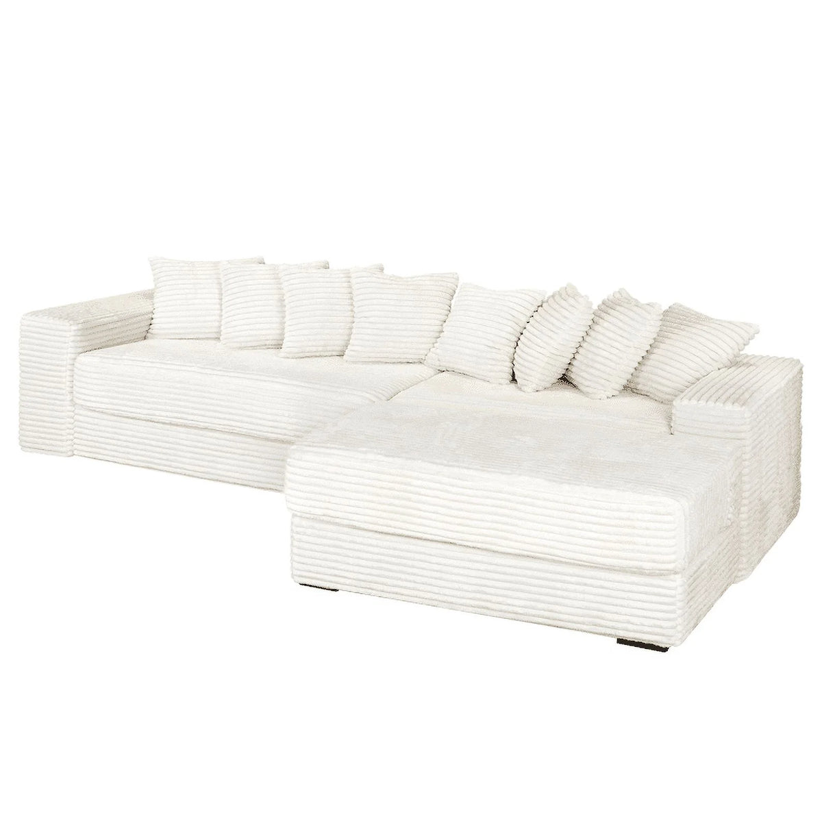 Advwin 110" Oversized L Shaped Sofa with Chaise, Comfy Plush 2-Piece L-Shaped Sectional Couches with 8 Pillows, Soft Fluffy Upholstered Sofa Bed for Living Room Apartment Bedroom, Light Gray