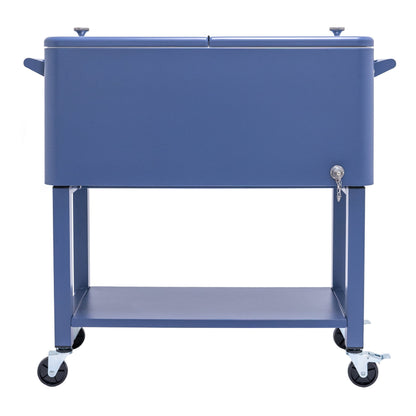 Permasteel 80-Qt Outdoor Steel Patio Cooler with Removable Basin, Rolling Cooler with Wheels, Teal Green