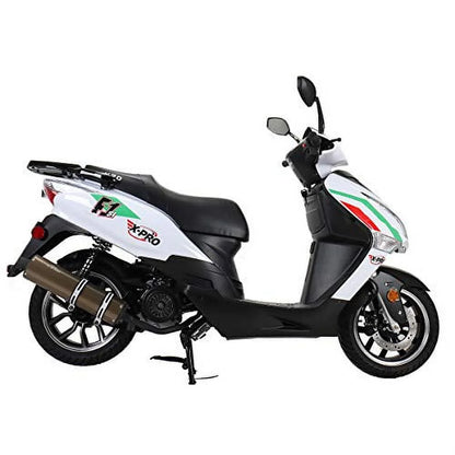 X-Pro Brand New 150cc Gas Moped Motorcycle, 13" Aluminum Wheels, Electric/Kick Start Large Headlights!