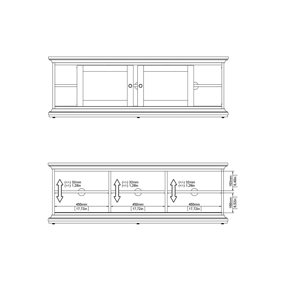 Tvilum Maison Park 2 Sliding Door TV Stand with 6 Shelves, White