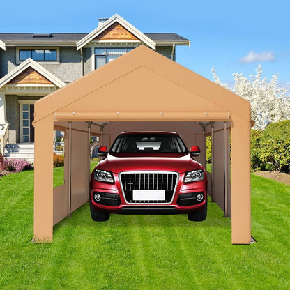 Carport,10x20 ft Heavy Duty Carport with Roll-up Windows,Portable Garage with Sidewalls,Car Canopy,All-Season Portable Garage for Car Boat Truck Motorcycle Parties