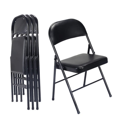 4 Pack Folding Chairs, Cushioned Padded Seat, Wedding Chairs with Metal Frame for Home, Office, Party Use, Light  Brown