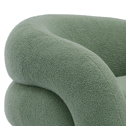 360�� Swivel Accent Chair for Living Room, Boucle Barrel Armchair Single Sofa Chair Reading Chair, Sage Green